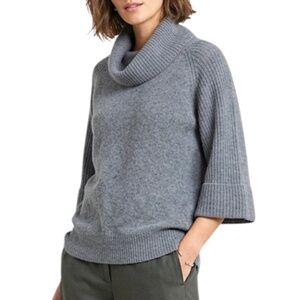 JOSEF pure cashmere ribbed bell sleeve cowl neckline old money minimal sweater M